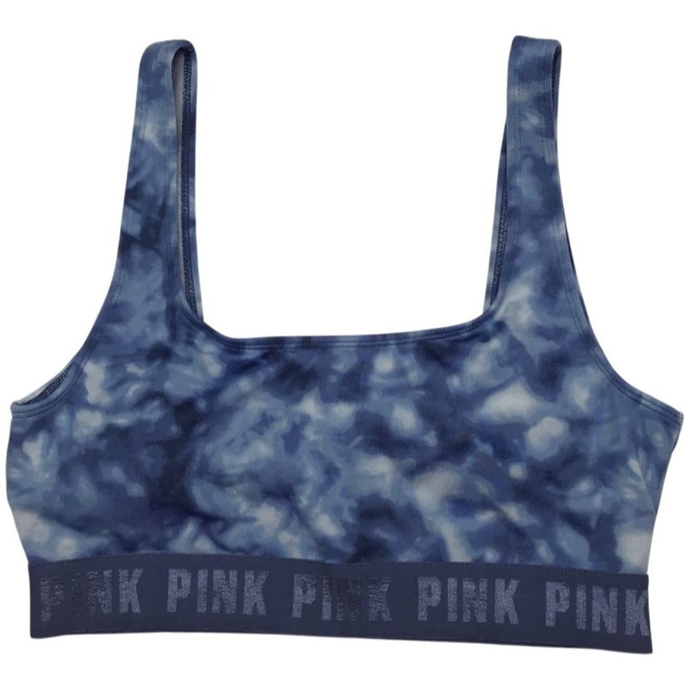 PINK Victoria's Secret Blue Tie Dye SMALL Ultimate Unlined Sport Bra VS